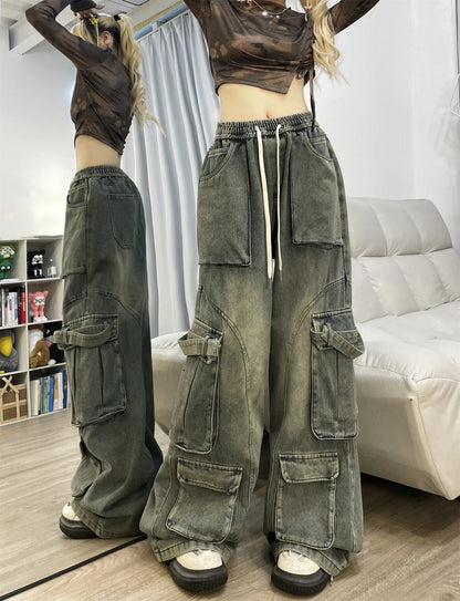 Women's Cargo Jeans - American Street Style Baggy Wide-Leg Pants