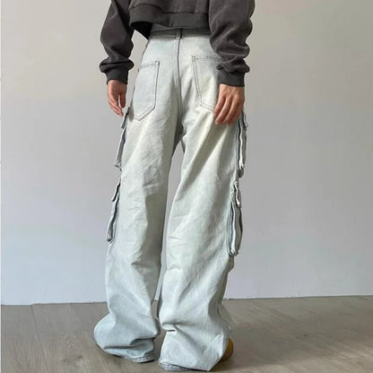 Women's Cargo Jeans - American Street Style Baggy Wide-Leg Pants