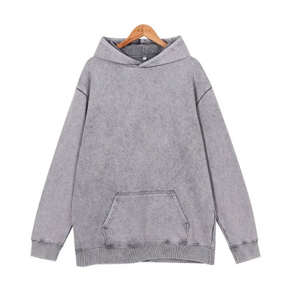 400GSM Acid Wash Vintage Black Oversized Hoodie - Heavyweight Style