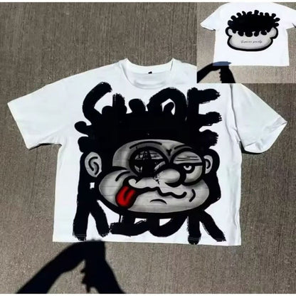 2pack Hip Hop Designer TShirt Crop Oversized size XL Black White